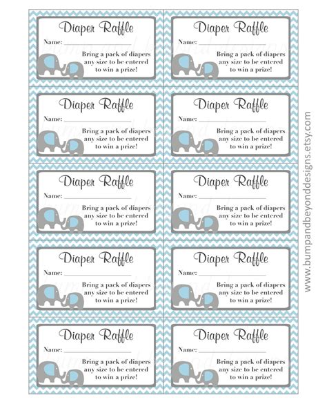 Free Printable Diaper Raffle Tickets Elephant